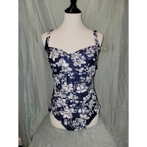 Other - One Piece Swimsuit xl navy blue floral